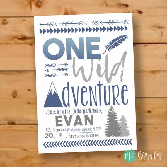 wild one birthday Invite, wild and one, adventure awaits Birthday Invitation, mountains, arrows, tribal, boy first birthday invite, wild one Il_570xn