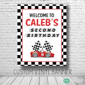 Race Car Birthday Poster,  Racecar Birthday Party, Car Party Decorations, Race Car Checkered Flag Party, Hot Wheel Party, Fast One Birthday