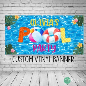 Pool Party Birthday Banner, Pool Party, Pool Banner, Beach Ball Birthday Banner, Splish Splash Birthday,  Splash Party, Splash Party Decor