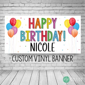 Happy Birthday Banner personalized, Custom Birthday Banner, Rainbow Birthday Banner, Colorful Adult Birthday Backdrop, Happy Birthday Banner