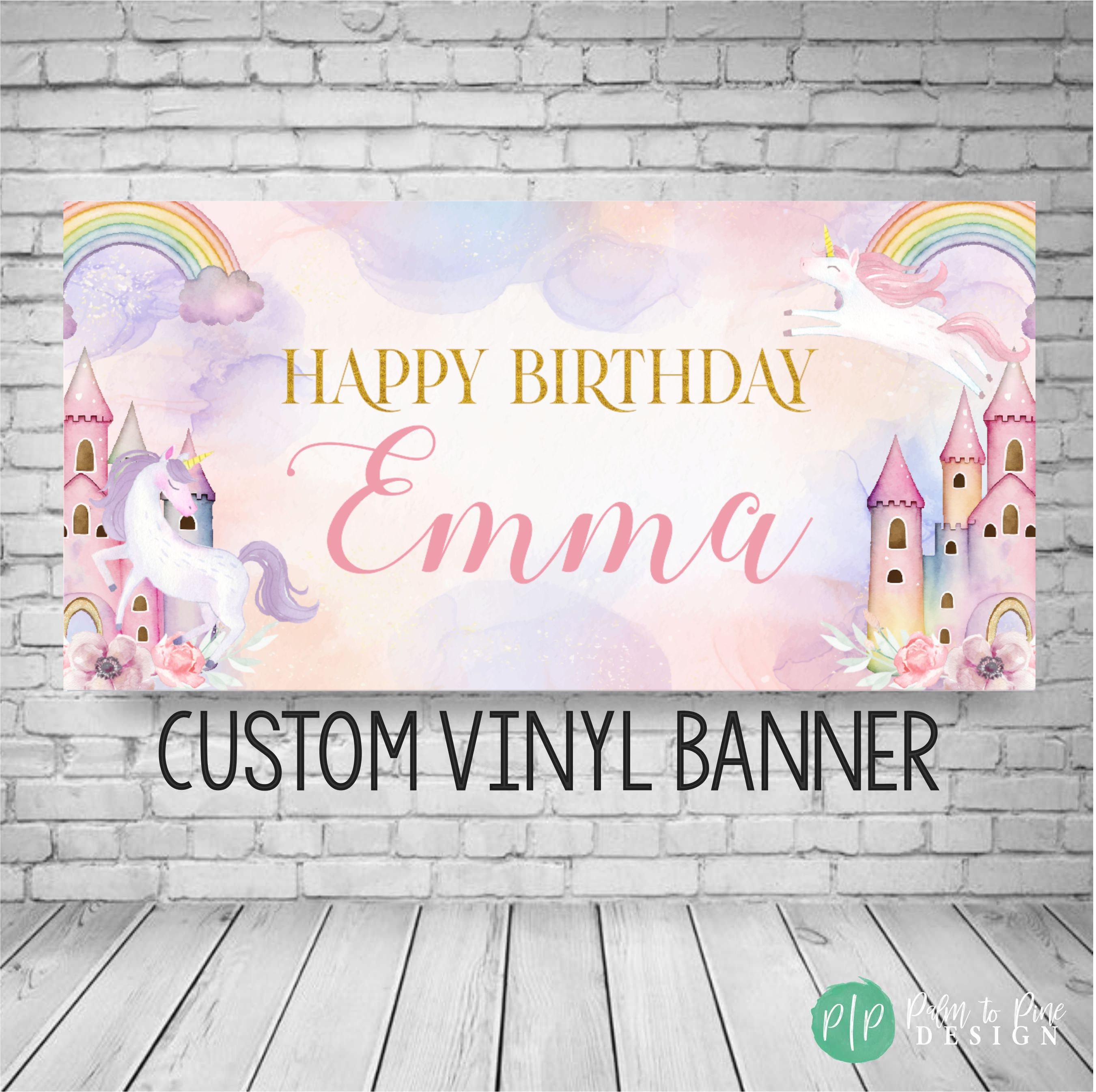 Pastel Unicorn Happy Birthday Flag Banner with Gold Glitter Tips –  Americasfavors