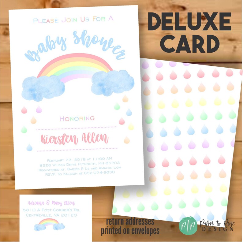 Rainbow Baby Shower Invitation Rainbow Invitation Rainbow Etsy