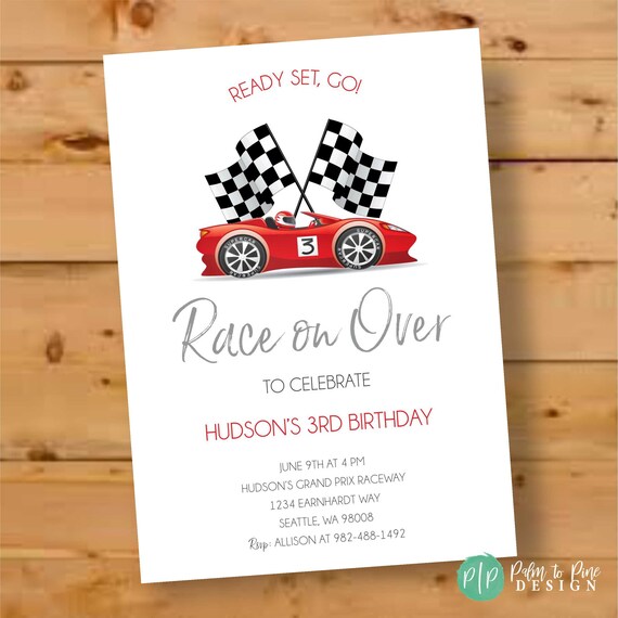 Race Car Invitation Race Car Birthday Car Birthday Party Invitation