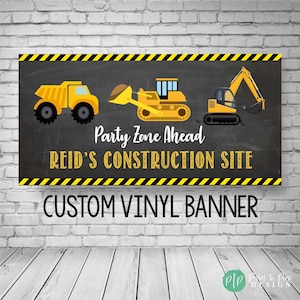Construction Birthday Banner | Custom Builder Work Zone Party Decor