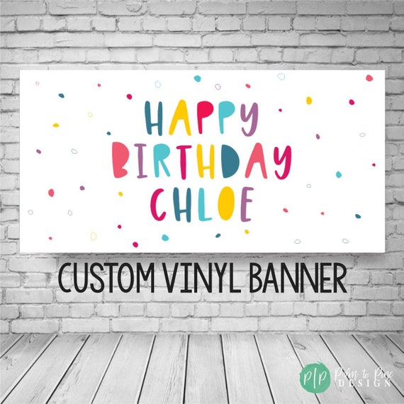Happy birthday banner personalized, Birthday Banner for girl, Custom birthday banner, yard banner, birthday yard decoration, polka dot decor Il_570xn