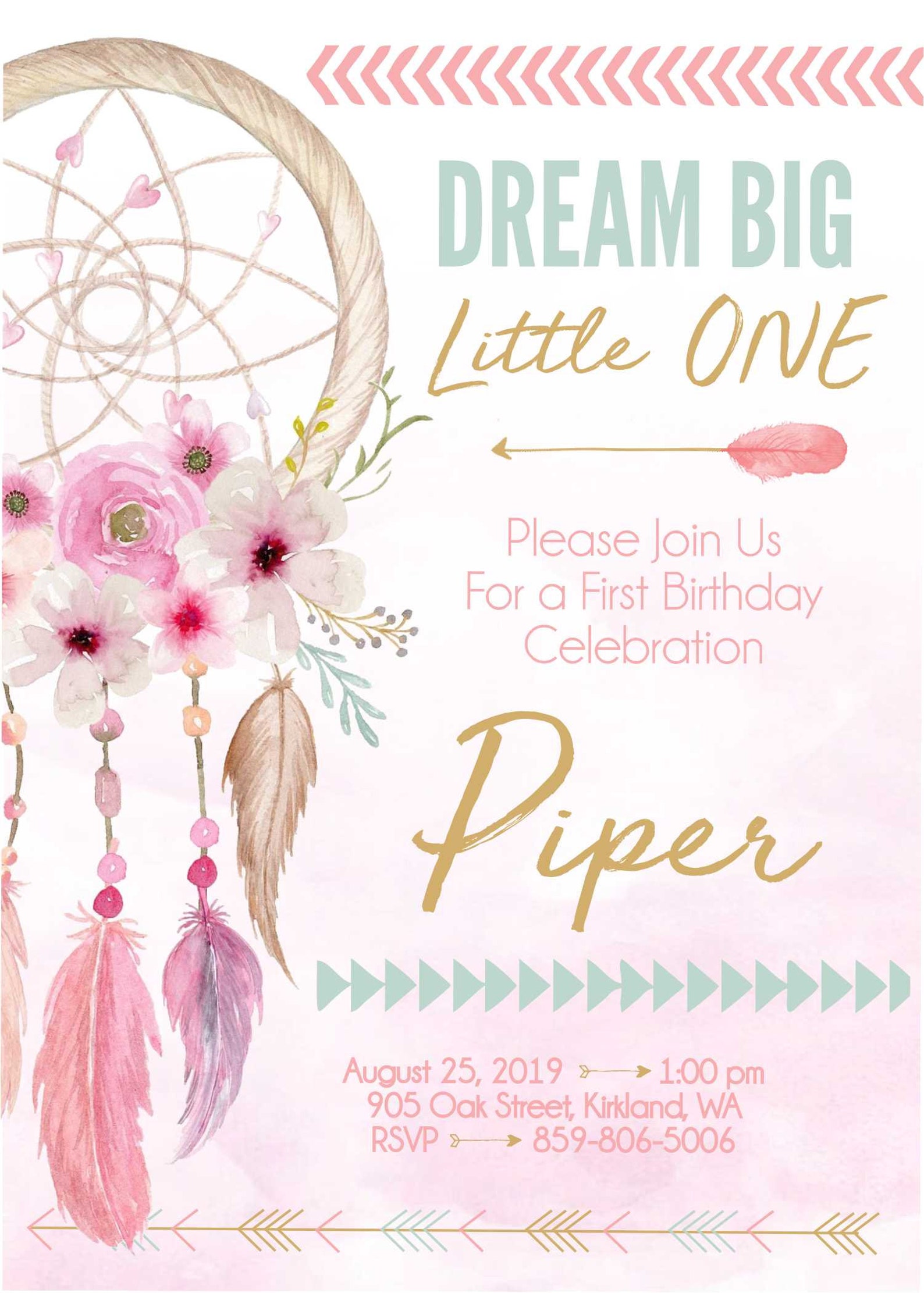 Dream Catcher baby shower Dreamcatcher birthday invite boho Etsy