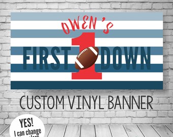 Personalized Football Birthday Vinyl Banner, Sports Party Decor (Digital or Printed)