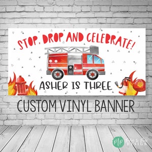 Firetruck truck birthday, Fire Fighter birthday Banner, Fire engine Birthday Banner, Firefighter Party Decor, Fireman birthday decorations