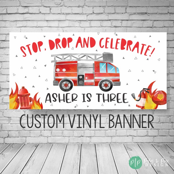 Firetruck truck birthday, Fire Fighter birthday Banner, Fire engine Birthday Banner, Firefighter Party Decor, Fireman birthday decorations