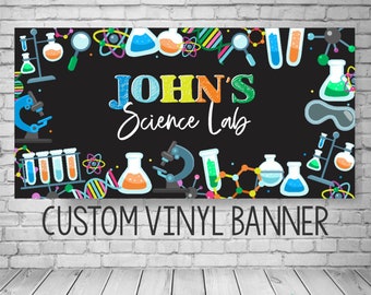 Science Birthday Banner, Science Birthday Party, Science Birthday Backdrop, Science Party Decoration, Boy Science Party Decor, Boy Birthday