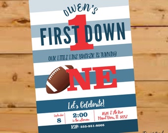 First Birthday Invitation, Football Invitation, Football Invite, Football Birthday Invite, Football 1st Birthday, Football First Birthday