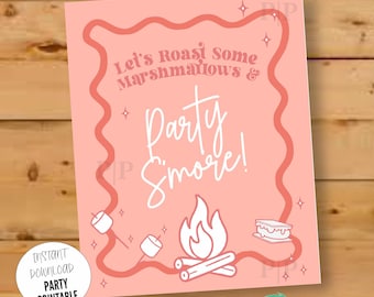 S'mores Bar Party Sign | Instant Download Glamping Birthday Decorations