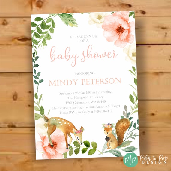 boho woodland baby shower invitations