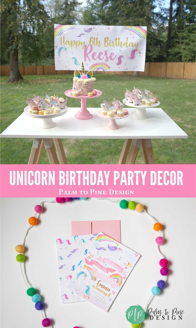 Unicorn Birthday Banner, Unicorn Birthday Party, Unicorn Birthday Backdrop, Unicorn banner, Unicorn Party Decoration, Unicorn Photo Backdrop image 3