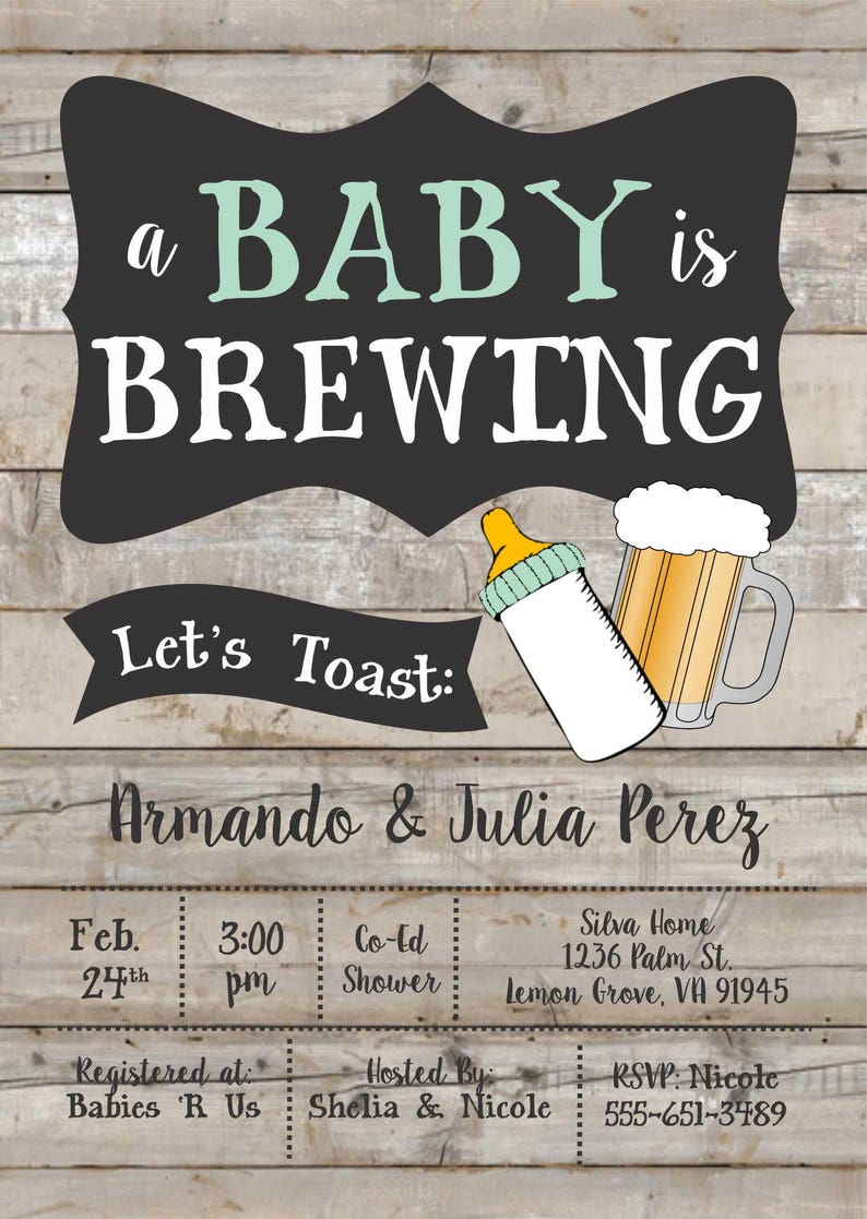 A Baby is Brewing Invitation Beer Baby Shower Invitation Etsy