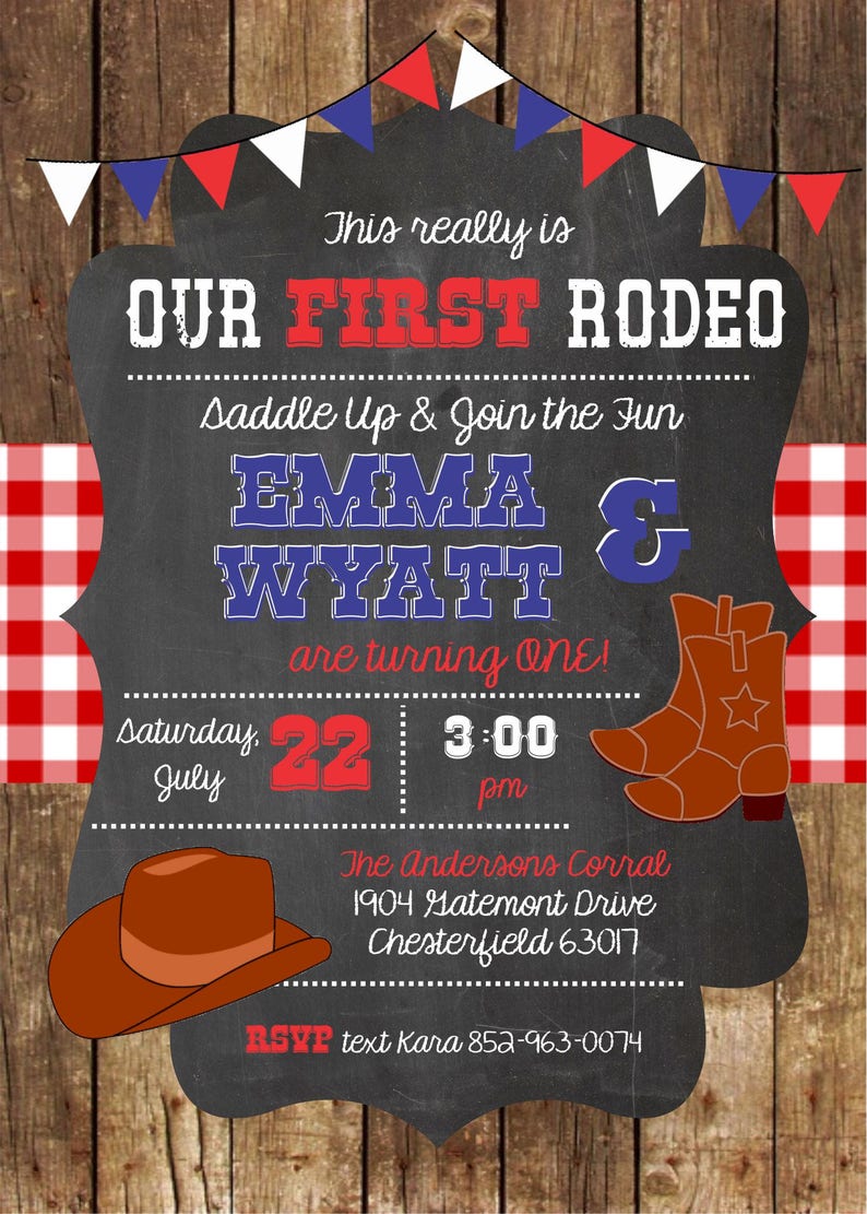 Cowboy birthday invitation, Cowgirl birthday invitation, Western birthday invitation, First Birthday Invite, Cowboy first birthday, Western image 4