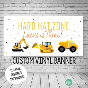 Banner para fiesta de construcción, Banner de cumpleaños de construcción, Decoración para fiesta de construcción, Fiesta de cumpleaños de construcción, Banner personalizado para niño