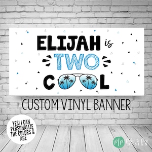 Two Cool Birthday Banner - Personalized for Any Age - Multiple Colors Available