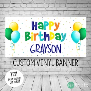 Happy Birthday Personalized Boys Banner, Boys Birthday Banner, Custom Birthday Backdrop, Kids Birthday Decorations, Happy Birthday Party