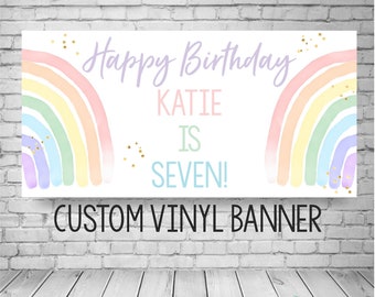 Rainbow Birthday Banner, Rainbow Birthday Party, Modern Rainbow Birthday Backdrop, Rainbow banner, Rainbow Party Decoration, First Birthday