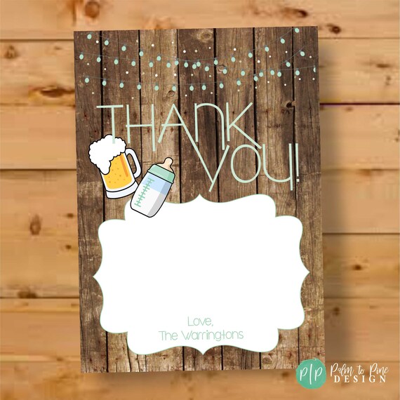 A Baby is Brewing Thank You Card, Beer Baby Shower Thank You, Baby Shower Thank You, Baby Shower BBQ Thank You Card, Rustic Thank You Card Il_570xn