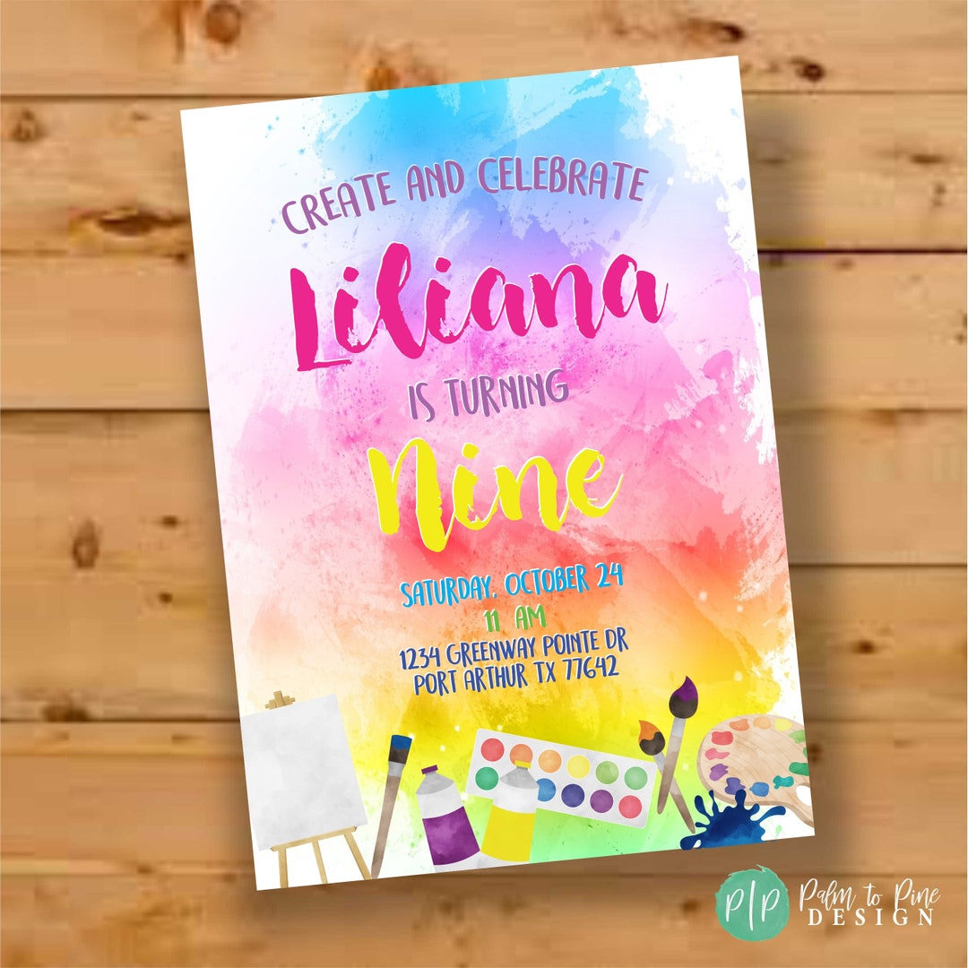 Paint Party Invite, Paint Party Invitation, Art Party Invite, Art