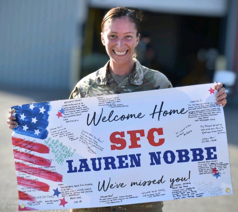 military welcome home banner to sign