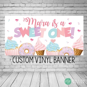 Sweet One Banner, Ice Cream Birthday Party, Donut Birthday, Girls Birthday Backdrop, First Birthday Party, Two Sweet Birthday Party Decor