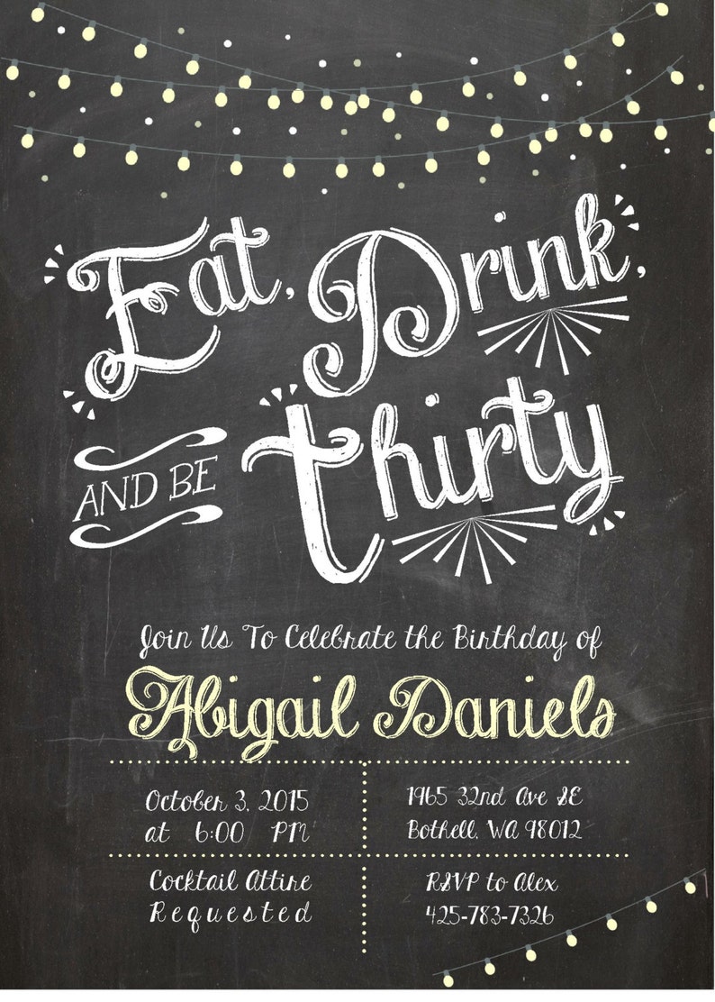  Adult  Birthday  Invitation  Thirtieth birthday  invite Eat Etsy