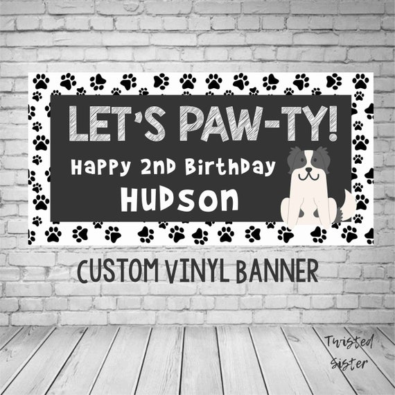 Puppy Birthday Banner, Puppy Party Decor, Doggy Birthday, Puppy Party Banner, Birthday Banner Outdoor Banner, Dog Birthday Banner, Puppy Dog Il_570xn