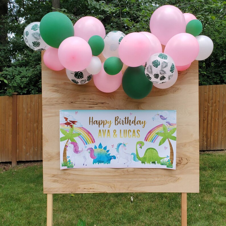 Unicorn Dinosaur Birthday Banner, Unicorn Dinosaur Birthday Party, Unicorn Dino Backdrop, Unicorn Party Decoration, Unicorn Dino Banner, Kid image 5