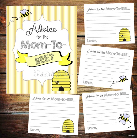Baby Shower Games, What Will It BEE Baby Shower Games, Advice for the Mom to BEE, Bumblebee baby shower decor, Advice Cards for Baby Shower Il_570xn