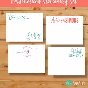 Custom Stationery Set - Personalized Note Cards with Envelopes - Modern Stationary image 6