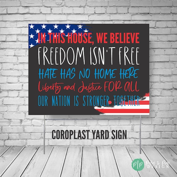 In this House yard sign, In this house we believe, social justice yard sign, patriotic sign, anti-racism, kindness sign, human rights sign Il_570xn