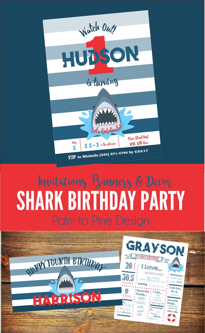 Shark birthday invitation, shark party invitations, Shark Invite, shark birthday, Shark Pool Party, jaws birthday, jaws party, shark party image 7