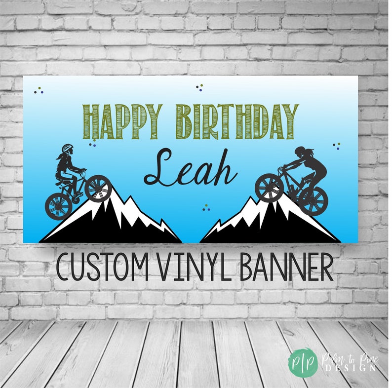 Biking Birthday Banner, Mountain Bike Party Decor, Mountain Bike Birthday Party, BMX Bike Party Decoration, BMX Birthday Banner, Bike Banner image 2