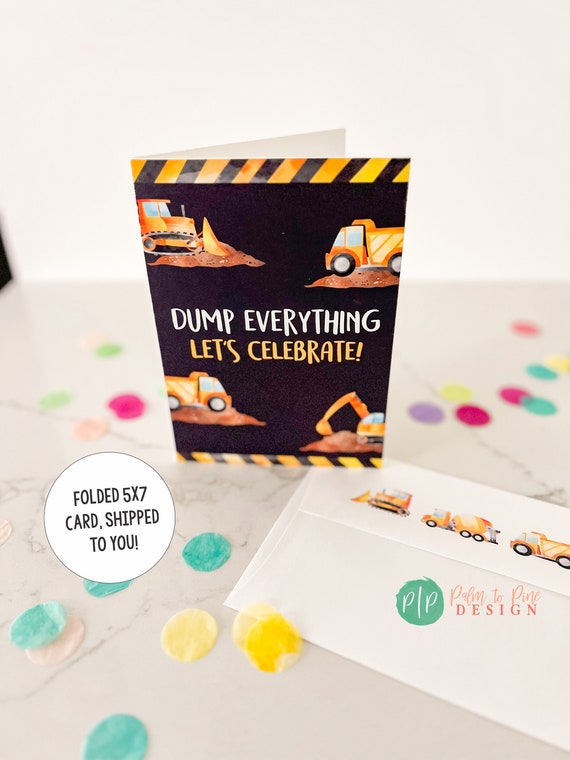 Happy birthday Card, Construction Birthday Card, Kids Birthday Greeting Card, Kid birthday personalized card, Boy construction birthday card Il_570xn