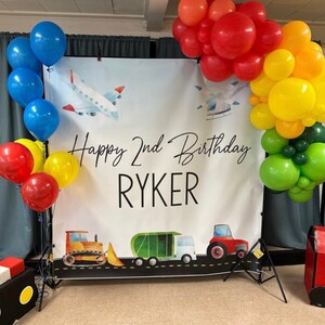 Things that Go Backdrop, Transportation Birthday Banner, Boys Vehicles Birthday Backdrop, Transportation Step & Repeat Banner, Vehicles Sign image 2