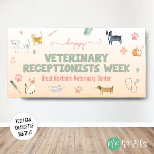 Veterinary Appreciation Banner, Personalized Vet Clinic Sign, Custom Wording