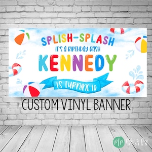 Beach Ball Birthday Banner, Splish Splash Birthday, Waterslide Birthday Party, Splash Party, Splash Party Decor, Pool Party Birthday Banner