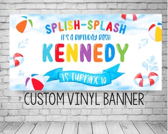 Beach Ball Birthday Banner, Splish Splash Birthday, Waterslide Birthday Party, Splash Party, Splash Party Decor, Pool Party Birthday Banner