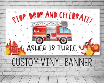 Firetruck truck birthday, Fire Fighter Party Decorations (Printed on Vinyl or Digital Download)