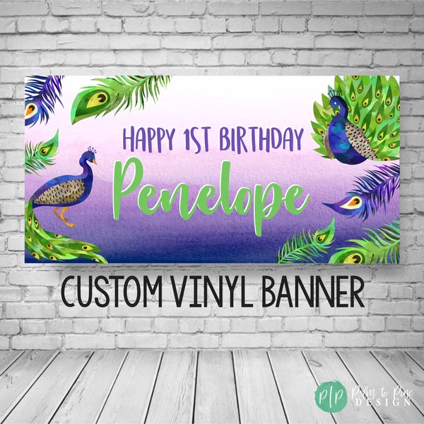 Peacock Birthday Banner, Peacock Birthday Party, Peacock Birthday Backdrop, Peacock banner, Peacock Party Decoration, Peacock Photo Backdrop