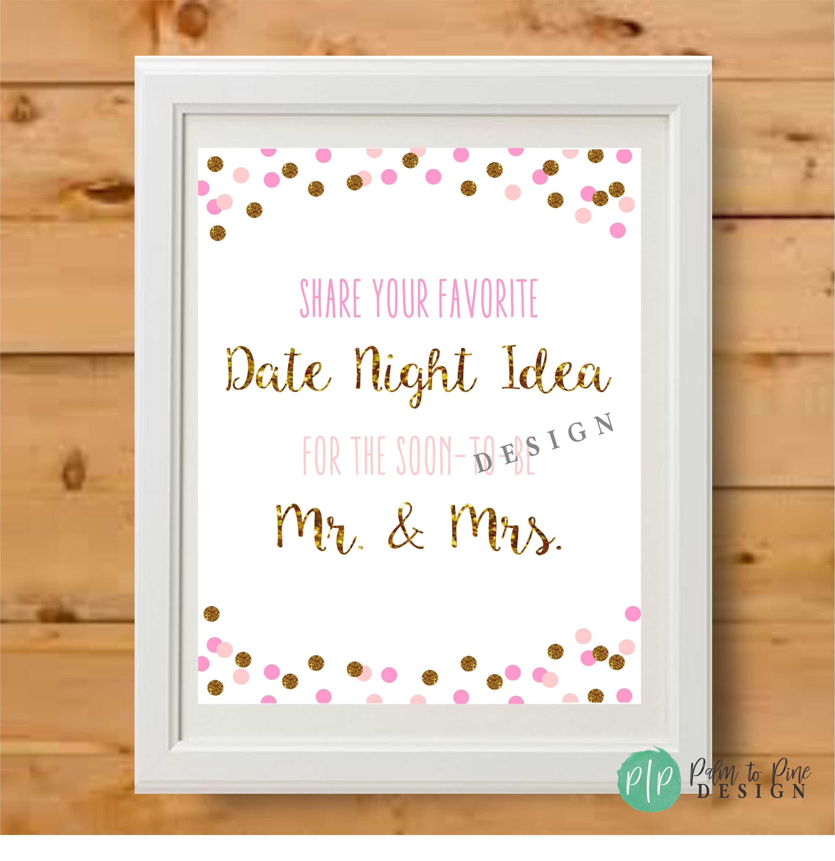 Date Night Printables Bridal Shower Date Night Ideas Date | Etsy