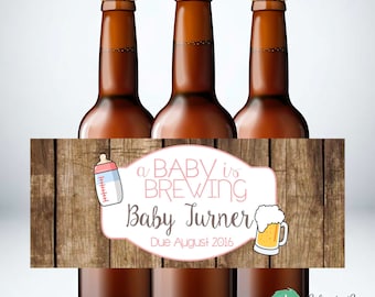 A Baby is Brewing Beer Bottle Labels, Baby Shower Beer Bottle Labels, Custom Beer Bottle Labels, Beer Baby Shower Labels, Beer Baby Shower