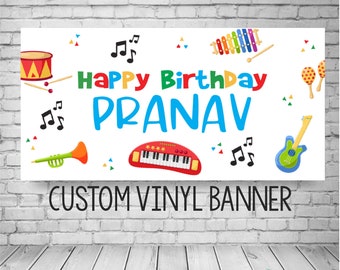 Music Birthday Backdrop, Kids Birthday Banner, Musical Birthday Party Theme, Musical Instrument Decor, Music Birthday Banner for Kids, Music