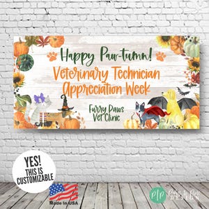 Veterinary Practice Manager Banner, Veterinarian Staff Appreciation Fall Halloween Backdrop - Vinyl or Digital Download