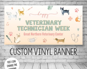 Pancarta de agradecimiento a la profesión veterinaria, letrero personalizado para clínica veterinaria, telón de fondo para la Semana del Técnico Veterinario 2026