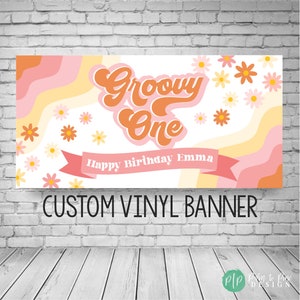 Banner de cumpleaños genial, decoración de cumpleaños personalizada genial, banner dos geniales, decoración de cumpleaños de niña de las flores, banner de fiesta retro para niñas