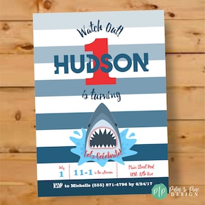Shark birthday invitation, shark party invitations, Shark Invite, shark birthday, Shark Pool Party, jaws birthday, jaws party, shark party